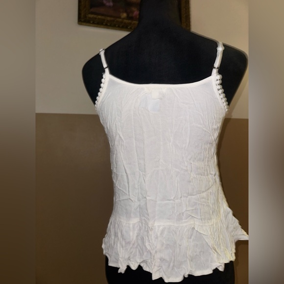 White and Blue Floral Embroidered Women's Top - Picture 6 of 12